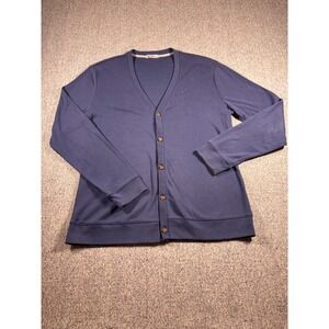 H2H Navy Blue V Neck Button Front Cardigan Sweater Womens XL